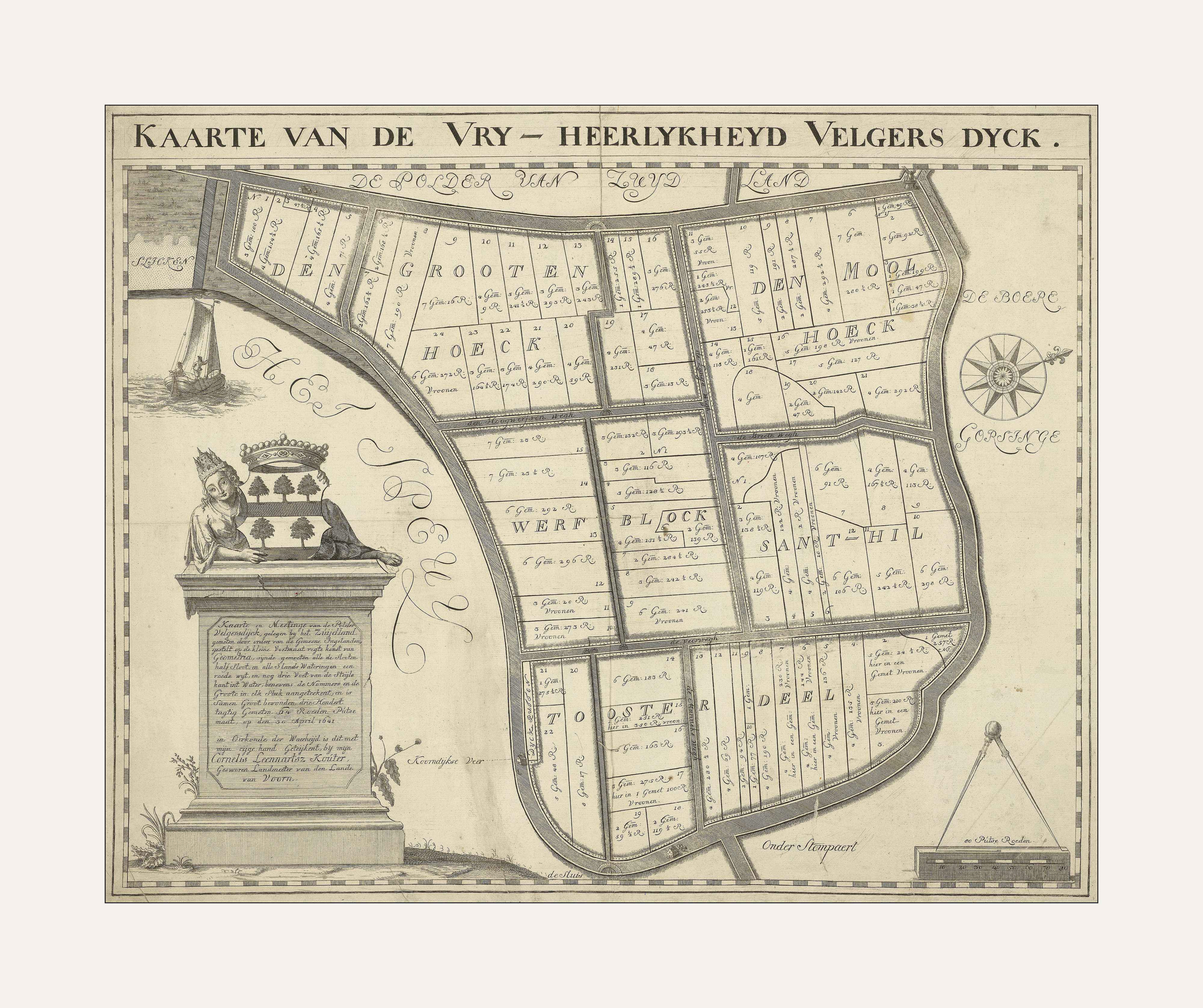 Historische Kaart Heerlijkheid Velgersdijk Frisius